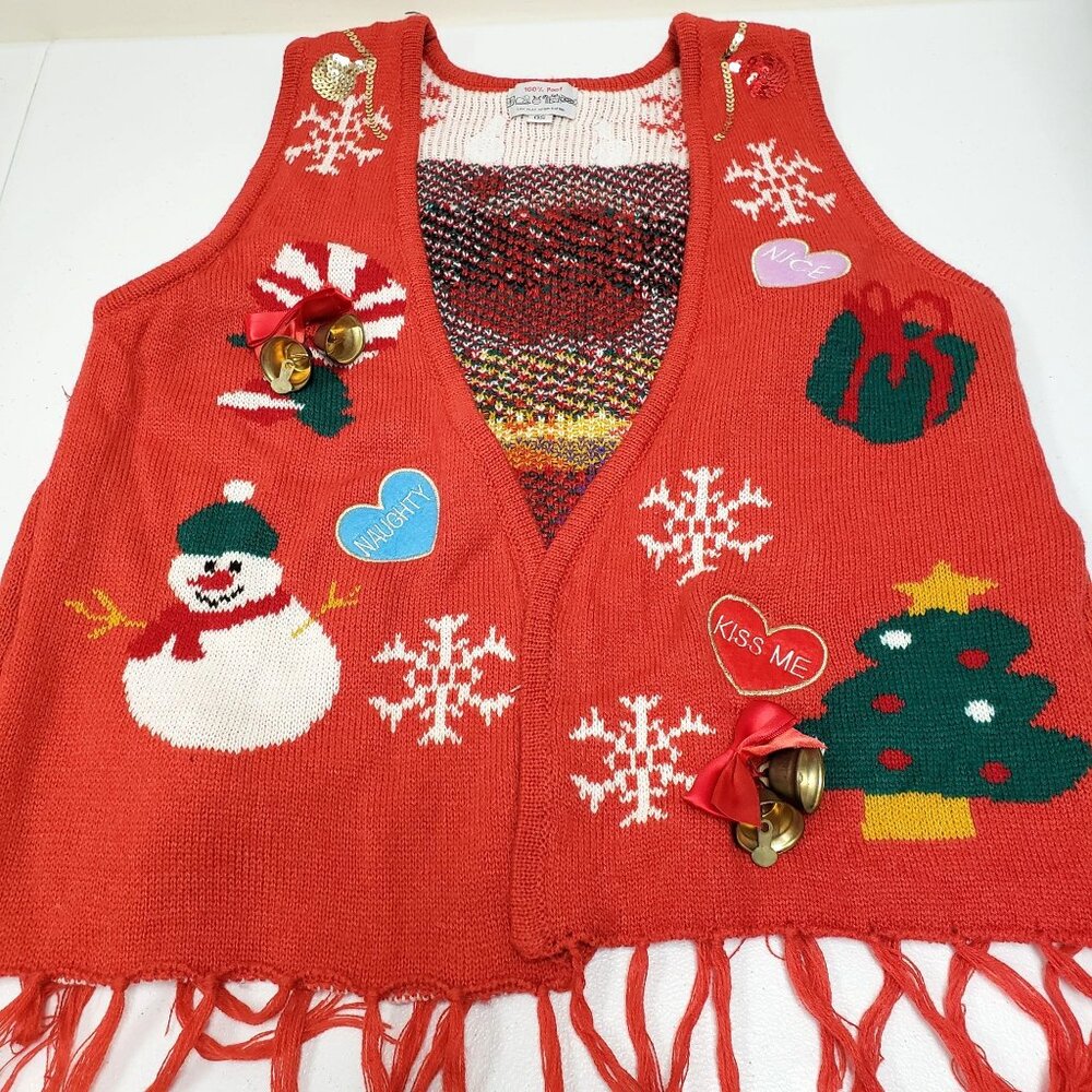 Poof Womens Christmas Holiday Sweater Vest - Picture 8 of 11